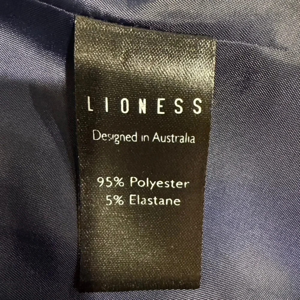 Lioness | Navy Blue Palermo Blazer Gold Crest Button Double Breasted Jacket Sz.M
